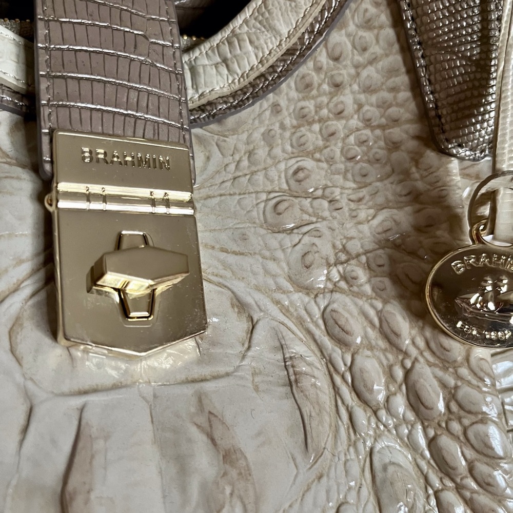 Brahmin Elisa Limestone Tri-Textured Leather Purses - Picture 7 of 16